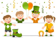 Miúdos e bandeira de St Patrick s ilustração stock Miúdos e bandeira de St Patrick s ilustração stock