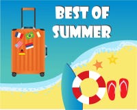 Orange suitcase for travel and national flag sticker vector illustration Orange suitcase for travel and national flag sticker vector illustration