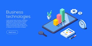 Mobile app for business analysis. Isometric vector illustration vector illustration Mobile app for business analysis. Isometric vector illustration vector illustration
