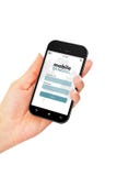 mobile phone with mobile banking login page holded by hand isolated over white royalty free stock photo mobile phone with mobile banking login page holded by hand isolated over white royalty free stock photo