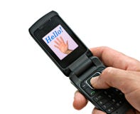 Mobile Phone With Picture Of High-five And Word Stock Photography