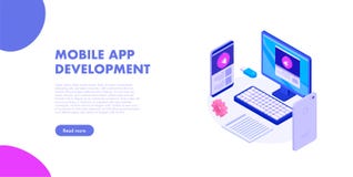 Mobilny app rozwoju sieci sztandar royalty ilustracja Mobilny app rozwoju sieci sztandar royalty ilustracja