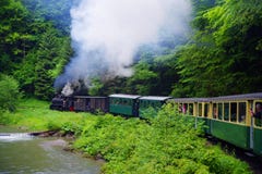Mocanita Touristic Train - The Last Forestry Steam Working Train In Europe. Stock Photo