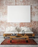 Mock up blank poster on the wall of livingroom, 3D illustration stock illustration Mock up blank poster on the wall of livingroom, 3D illustration stock illustration