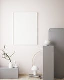 mock up poster frame in geometric interior background, pastel colors, 3D render, 3D illustration stock illustration mock up poster frame in geometric interior background, pastel colors, 3D render, 3D illustration stock illustration