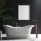 Mock-up poster frame in luxury minimalist bathroom
