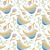 Mod?le sans couture d'oiseaux et de fleurs illustration libre de droits Mod?le sans couture d'oiseaux et de fleurs illustration libre de droits