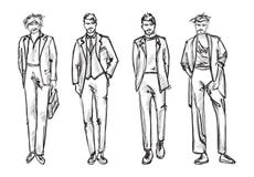 moda mężczyzna Set modni mężczyzna ` s nakreślenia ilustracji moda mężczyzna Set modni mężczyzna ` s nakreślenia ilustracji