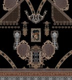 Mode för romantisk barroque för geometrisk design för blommor guld- royaltyfri illustrationer Mode för romantisk barroque för geometrisk design för blommor guld- royaltyfri illustrationer