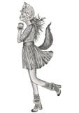 modeillustrationen av kvinnaanseendet på en fot i kyssa poserar den bärande rävdräkten vektor illustrationer modeillustrationen av kvinnaanseendet på en fot i kyssa poserar den bärande rävdräkten vektor illustrationer