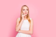 Model modern hairstyle beauty people decide concept. Portrait of royalty free stock photos Model modern hairstyle beauty people decide concept. Portrait of royalty free stock photos