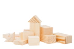 Model Of The Wooden House On White Background Stock Image