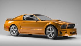 Modell av den amerikanska oragesportbilen slita 3D stock illustrationer Modell av den amerikanska oragesportbilen slita 3D stock illustrationer