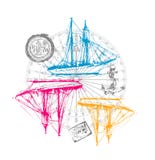 modell för tre segelbåt, t-skjorta diagram vektor illustrationer modell för tre segelbåt, t-skjorta diagram vektor illustrationer