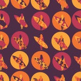 Modell för vektor för surfareflicka sömlös Kvinna med surfingbrädaillustrationen i purpurfärgad rosa orange bakgrund för cirklar royaltyfri illustrationer Modell för vektor för surfareflicka sömlös Kvinna med surfingbrädaillustrationen i purpurfärgad rosa orange bakgrund för cirklar royaltyfri illustrationer