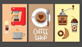 Modelli di progettazione del caffè Insegne di vettore illustrazione vettoriale Modelli di progettazione del caffè Insegne di vettore illustrazione vettoriale