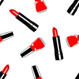 Modelli il rossetto rosso dentro e lo smalto rosso illustrazione di stock Modelli il rossetto rosso dentro e lo smalto rosso illustrazione di stock