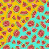 Modello d'avanguardia della frutta Fondo artistico dell'anguria Modello senza cuciture dell'anguria dell'acquerello illustrazione di stock Modello d'avanguardia della frutta Fondo artistico dell'anguria Modello senza cuciture dell'anguria dell'acquerello illustrazione di stock