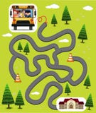 Modello del gioco del labirinto con i bambini in scuolabus royalty illustrazione gratis Modello del gioco del labirinto con i bambini in scuolabus royalty illustrazione gratis