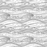 Modello del mare della pagina di coloritura illustrazione di stock Modello del mare della pagina di coloritura illustrazione di stock