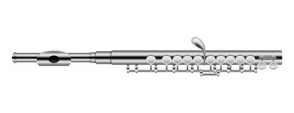 Modello dello strumento musicale della flauto del metallo, stile realistico royalty illustrazione gratis Modello dello strumento musicale della flauto del metallo, stile realistico royalty illustrazione gratis