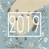 modello di Memphis da 2019 anni delle forme geometriche per il tessuto e le cartoline illustrazione di stock modello di Memphis da 2019 anni delle forme geometriche per il tessuto e le cartoline illustrazione di stock