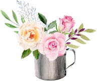 Modello dipinto a mano di clipart del modello dell'acquerello delle rose illustrazione vettoriale Modello dipinto a mano di clipart del modello dell'acquerello delle rose illustrazione vettoriale