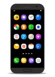 Modello moderno dello smartphone con differenti icone di colore illustrazione vettoriale Modello moderno dello smartphone con differenti icone di colore illustrazione vettoriale