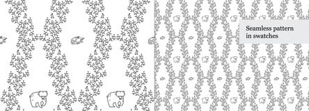 Modello romboide in bianco e nero senza cuciture con gli animali della foresta royalty illustrazione gratis Modello romboide in bianco e nero senza cuciture con gli animali della foresta royalty illustrazione gratis