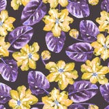 Modello senza cuciture con i fiori e le foglie dell'acquerello illustrazione di stock Modello senza cuciture con i fiori e le foglie dell'acquerello illustrazione di stock