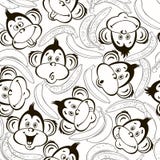 Modello senza cuciture con i fronti svegli delle scimmie e delle banane Scherza il Mo illustrazione vettoriale Modello senza cuciture con i fronti svegli delle scimmie e delle banane Scherza il Mo illustrazione vettoriale