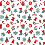 Modello senza cuciture con i simboli di Natale illustrazione di stock Modello senza cuciture con i simboli di Natale illustrazione di stock