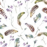 Modello senza cuciture d'annata floreale dell'acquerello con fotografia stock Modello senza cuciture d'annata floreale dell'acquerello con fotografia stock