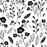 Modello senza cuciture dei fiori disegnati a mano in bianco e nero illustrazione vettoriale Modello senza cuciture dei fiori disegnati a mano in bianco e nero illustrazione vettoriale