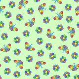 Modello senza cuciture dei fiori e delle farfalle illustrazione vettoriale Modello senza cuciture dei fiori e delle farfalle illustrazione vettoriale