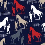 Modello senza cuciture del cavallo sulla marina blu illustrazione vettoriale Modello senza cuciture del cavallo sulla marina blu illustrazione vettoriale