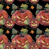 Modello senza cuciture dell'acquerello Illustrazione di Halloween Pompa spettrale royalty illustrazione gratis Modello senza cuciture dell'acquerello Illustrazione di Halloween Pompa spettrale royalty illustrazione gratis
