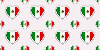 Modello senza cuciture della bandiera del Messico Autoadesivi delle bandiere messicane di vettore Simboli dei cuori di amore Stru illustrazione vettoriale Modello senza cuciture della bandiera del Messico Autoadesivi delle bandiere messicane di vettore Simboli dei cuori di amore Stru illustrazione vettoriale