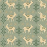 Modello senza cuciture di natale d'annata con i cervi Immagini Stock Modello senza cuciture di natale d'annata con i cervi Immagini Stock