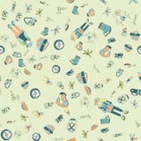 Modello senza cuciture di tema all'aperto Due viaggiatori con zaino e sacco a pelo, tenda, fuoco di accampamento e varia attrezza illustrazione di stock Modello senza cuciture di tema all'aperto Due viaggiatori con zaino e sacco a pelo, tenda, fuoco di accampamento e varia attrezza illustrazione di stock