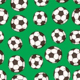 Modello senza cuciture disegnato a mano di vettore di pallone da calcio Isolato su priorità bassa verde Fotografia Stock Libera da Diritti Modello senza cuciture disegnato a mano di vettore di pallone da calcio Isolato su priorità bassa verde Fotografia Stock Libera da Diritti