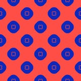 Modello senza cuciture geometrico minimalista di vettore con i cerchi, quadrati Colore rosso ed azzurro royalty illustrazione gratis Modello senza cuciture geometrico minimalista di vettore con i cerchi, quadrati Colore rosso ed azzurro royalty illustrazione gratis
