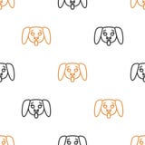 Modello senza cuciture per i tessuti con i cuccioli svegli su un fondo bianco Illustrazione di vettore nella linea stile illustrazione di stock Modello senza cuciture per i tessuti con i cuccioli svegli su un fondo bianco Illustrazione di vettore nella linea stile illustrazione di stock