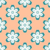Modello senza cuciture semplice dei fiori blu di Digital sull'arancia royalty illustrazione gratis Modello senza cuciture semplice dei fiori blu di Digital sull'arancia royalty illustrazione gratis