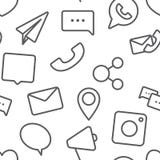 Modello sosial senza cuciture delle icone di vita su fondo bianco royalty illustrazione gratis Modello sosial senza cuciture delle icone di vita su fondo bianco royalty illustrazione gratis