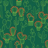 Modelo de repetición inconsútil del cactus verde y anaranjado stock de ilustración Modelo de repetición inconsútil del cactus verde y anaranjado stock de ilustración