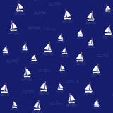 Modelo del mar con los veleros en fondo azul marino stock de ilustración Modelo del mar con los veleros en fondo azul marino stock de ilustración