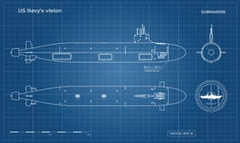 Modelo del submarino Los militares envían Vista del top, delantera y lateral Modelo del acorazado Gráfico industrial warship ilustración del vector Modelo del submarino Los militares envían Vista del top, delantera y lateral Modelo del acorazado Gráfico industrial warship ilustración del vector