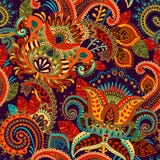 Modelo inconsútil colorido de Paisley Ornamento indio decorativo Papel pintado floral ilustración del vector Modelo inconsútil colorido de Paisley Ornamento indio decorativo Papel pintado floral ilustración del vector