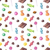 Modelo inconsútil con los caramelos de chocolate de la acuarela libre illustration Modelo inconsútil con los caramelos de chocolate de la acuarela libre illustration